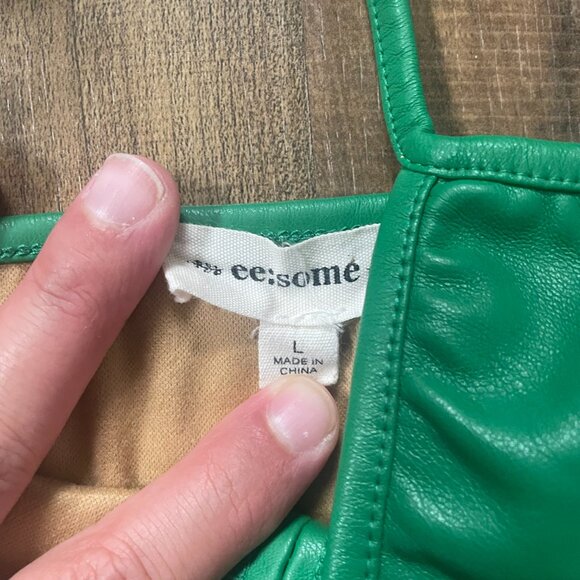 Eesome Faux Leather Crop Top - Kelly Green, Size Large - Picture 6 of 10